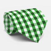 Waldgrün Gingham-Muster Krawatte (Gerollt)
