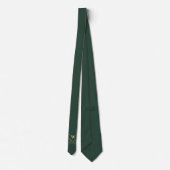 Waldgrün-goldener Lorbeer-Monogramm-Hochzeitsdatum Krawatte (Rückseite)