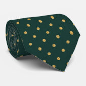 Waldgrün-goldener Polka-Punkt Krawatte (Gerollt)