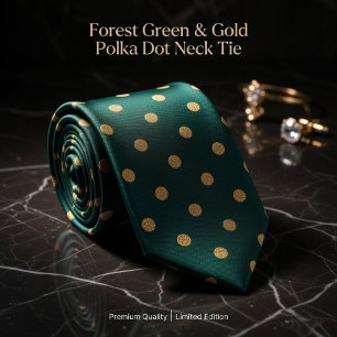 Waldgrün-goldener Polka-Punkt  Krawatte