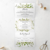 Waldgrün Hochzeit dreifach Einladungen (Innenseite)