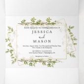Waldgrün Hochzeit dreifach Einladungen (Innenseite Mitte)