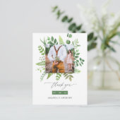 Waldgrün Hochzeit Vielen Dank Postkarte (Stehend Vorderseite)