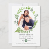 Waldgrün Hochzeitsaufschub Save The Date (Vorderseite)
