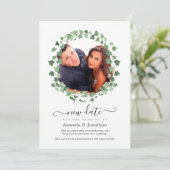 Waldgrün Hochzeitstag Save The Date (Stehend Vorderseite)
