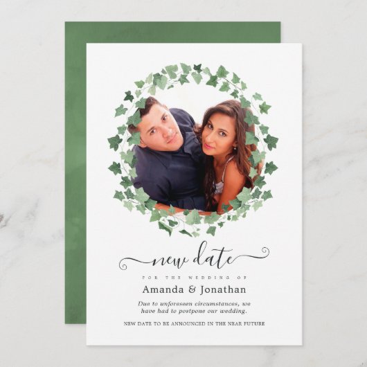 Waldgrün Hochzeitstag Save The Date (Vorne/Hinten)