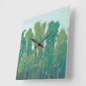 Waldgrün II Quadratische Wanduhr (Winkel)