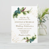 Waldgrün in einer Christlichen Hochzeit Einladung (Stehend Vorderseite)