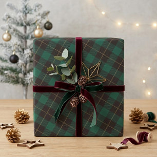 Waldgrün kariertes modernes schottisches Tartan-Mu Geschenkpapier