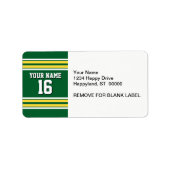 Waldgrün mit gelben weißen Streifen Team Jersey Adressaufkleber (Vorne)