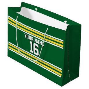 Waldgrün mit gelben weißen Streifen Team Jersey Große Geschenktüte