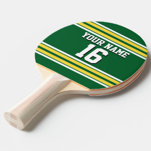 Waldgrün mit gelben weißen Streifen Team Jersey Tischtennis Schläger