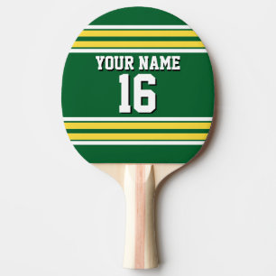 Waldgrün mit gelben weißen Streifen Team Jersey Tischtennis Schläger