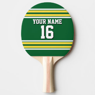 Waldgrün mit gelben weißen Streifen Team Jersey Tischtennis Schläger
