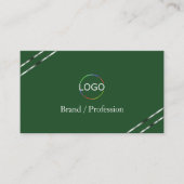 Waldgrün mit Silberlinien-Logo und QR-Code Visitenkarte (Vorderseite)