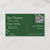 Waldgrün mit Silberlinien-Logo und QR-Code Visitenkarte (Rückseite)