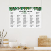 Waldgrün Monogramm Sitzplan Poster (Küche)