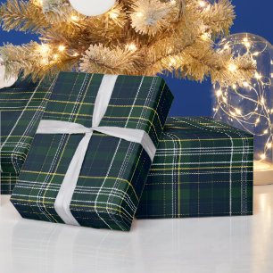 Waldgrün-Navy-Tief-Tartan-Kiefer-Karomuster Geschenkpapier