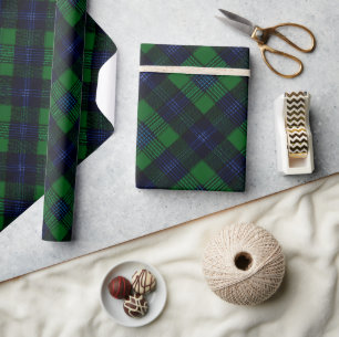 Waldgrün-Navy-Tief-Tartan-Kiefer-Karomuster Geschenkpapier