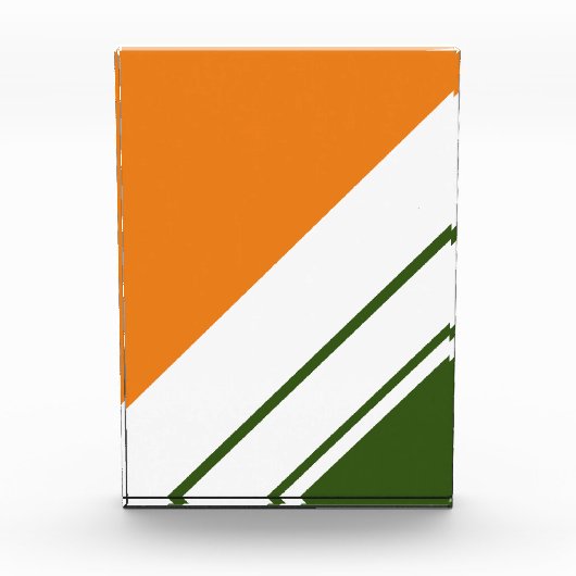 Waldgrün Orange Weißer Slant Racing Streifen Fotoblock (Vorderseite)