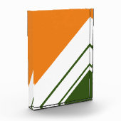 Waldgrün Orange Weißer Slant Racing Streifen Fotoblock (Links)