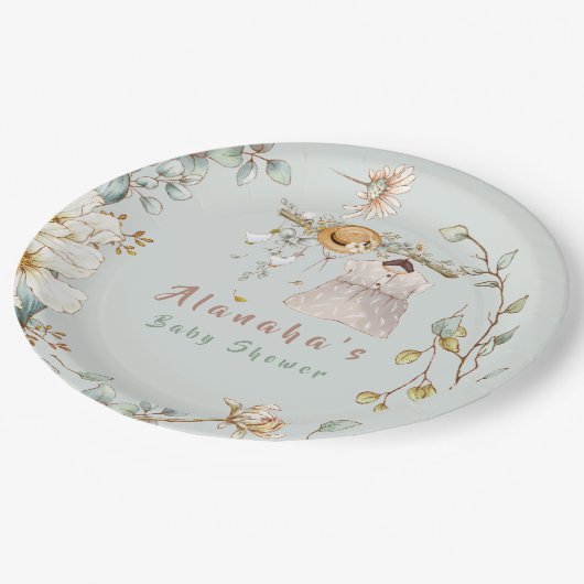 Waldgrün Rustikale Girl Paper-Teller Pappteller (Schrägansicht)