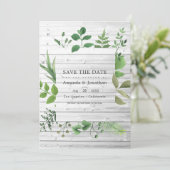Waldgrün Rustikales Hochzeitssemble Foto Save The Date (Stehend Vorderseite)
