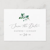 Waldgrün Save the Date Postkarte (Vorderseite)