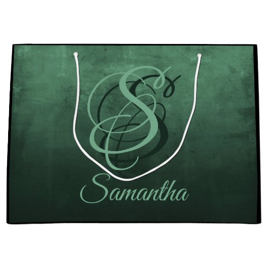 Waldgrün stilvoll rustikal Personalisiert Große Geschenktüte (Vorderseite)