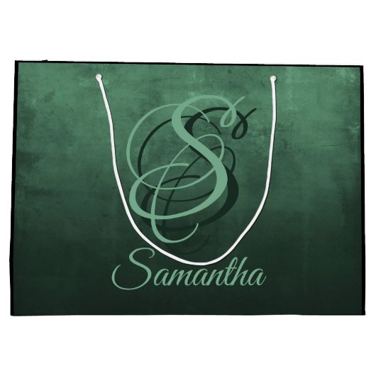 Waldgrün stilvoll rustikal Personalisiert Große Geschenktüte (Rückseite)