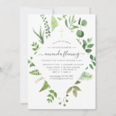 Waldgrün Taufe oder Weihnachten Einladung (Vorderseite)