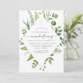 Waldgrün Taufe oder Weihnachten Einladung (Stehend Vorderseite)