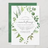 Waldgrün Taufe oder Weihnachten Einladung (Vorne/Hinten)