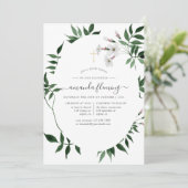 Waldgrün Taufe oder Weihnachten Einladung (Stehend Vorderseite)