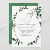 Waldgrün Taufe oder Weihnachten Einladung (Vorne/Hinten)
