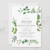 Waldgrün Taufe oder Weihnachten Einladung (Vorderseite)