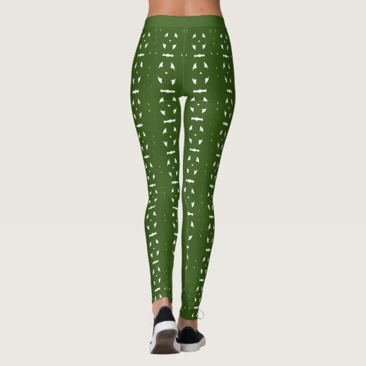 Waldgrün und Abstraktes Kreuz Leggings (Rückseite)