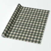 Waldgrün und cremefarbener Tartan-Schneeflocken Geschenkpapier (Ungerollt)