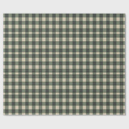 Waldgrün und cremefarbener Tartan-Schneeflocken Geschenkpapier
