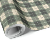 Waldgrün und cremefarbener Tartan-Schneeflocken Geschenkpapier (Rolleneckpunkt)