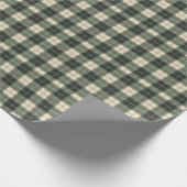 Waldgrün und cremefarbener Tartan-Schneeflocken Geschenkpapier (Ecke)