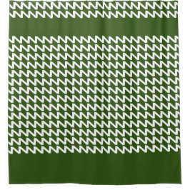 Waldgrün und weiß Moderne Sharp Waves Duschvorhang