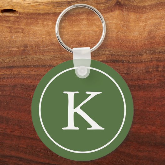 Waldgrün und Weiß | Monogramm Schlüsselanhänger (Vorderseite)