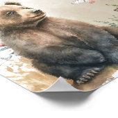 Waldgrün von Waldtieren Kinderdusche bevorzugt Poster (Ecke)