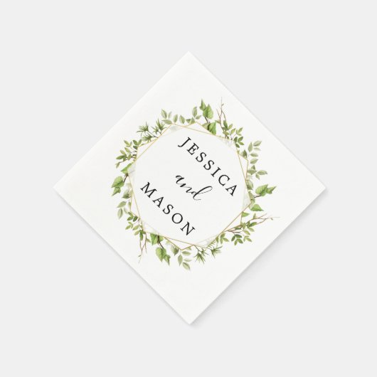 Waldgrün Wedding Cocktail Napkin Serviette (Ecke)