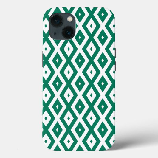 Waldgrün-weiße Diamantenmuster Case-Mate i iPhone Hülle (Rückseite)
