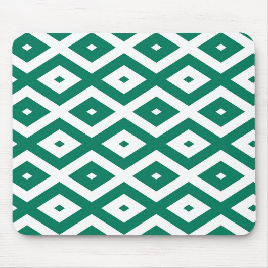 Waldgrün-weiße Rautenmuster Mousepad (Vorne)
