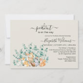 Waldgrün Wildtiere Babydusche Einladung (Vorderseite)