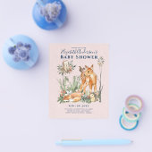 Waldgrün Wildtiere Babydusche Flyer (Einzeln)