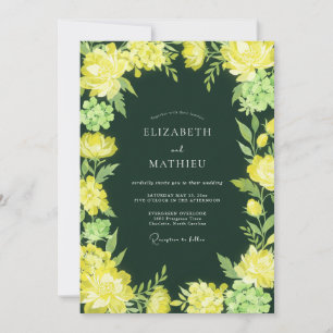 Waldgrüne atemberaubende botanische Hochzeit Einladung